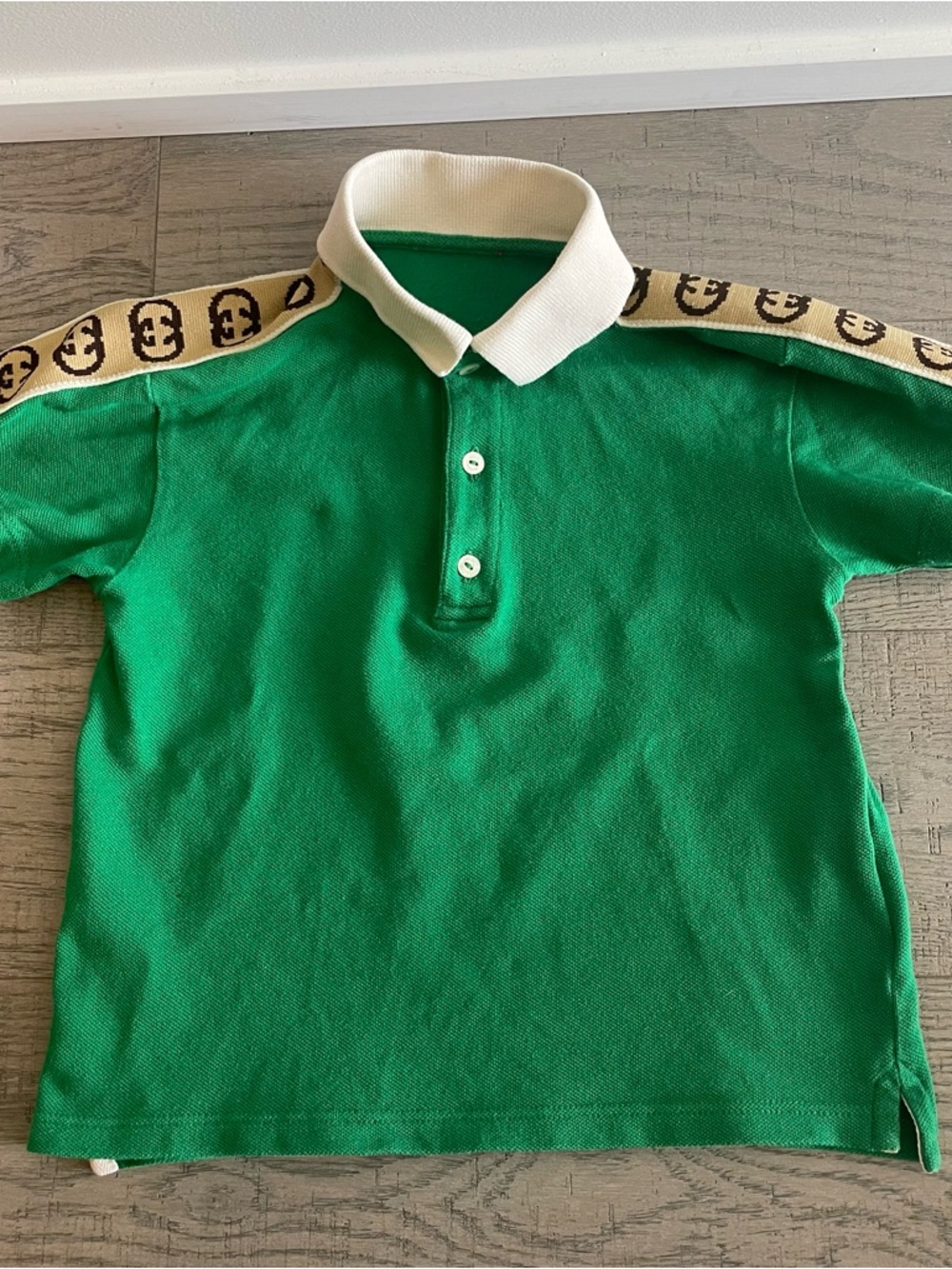 Authentic Gucci Baby Toddler 12/18m 80/52 Green interlocking G stripe Polo